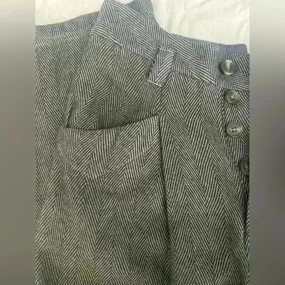 Free People NWT 100%Cotton Balloon Dress Pants Button Up Size 2 Grey Combo - Picture 7 of 12